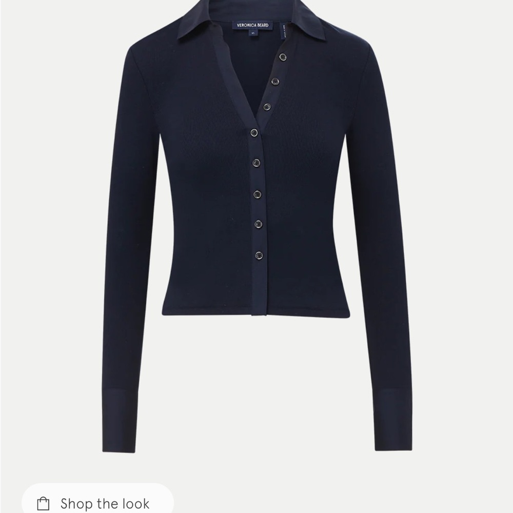 Veronica Beard Midnight Blue Button-Up Top